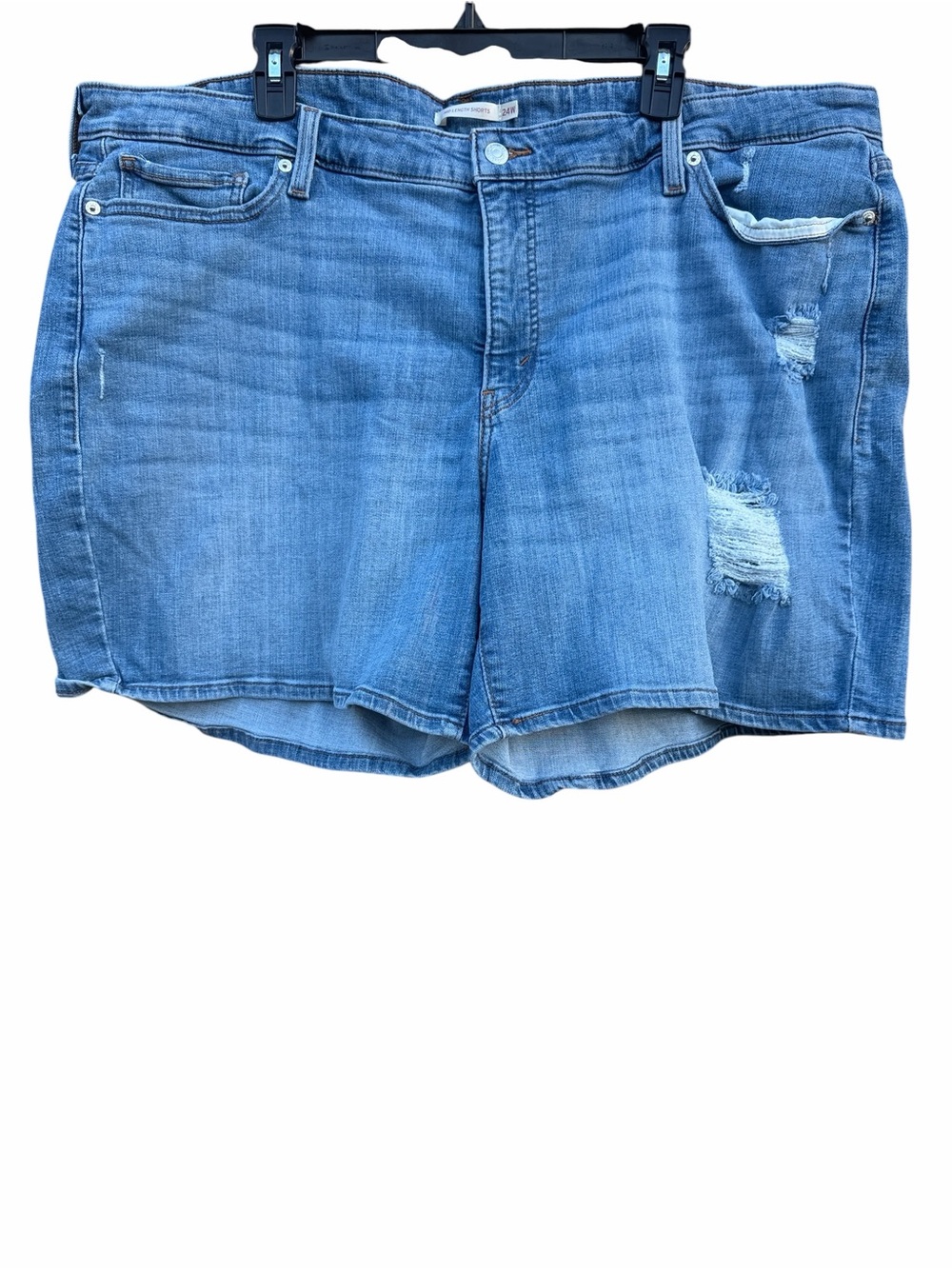 Levi's Jean shorts Light Blue Distressed mid length size 24W